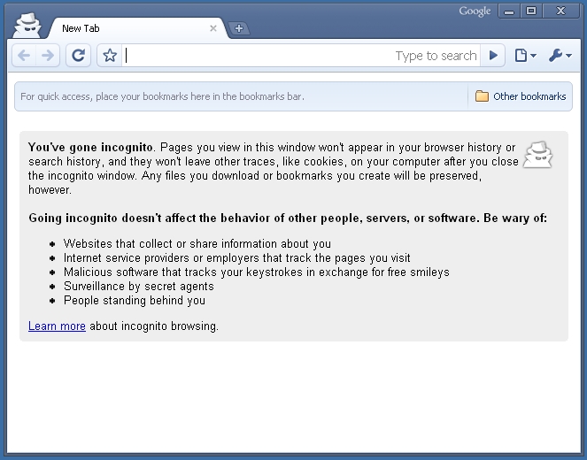 Google Chrome in Incognito Mode