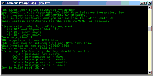 Generating a GPG key at the command line