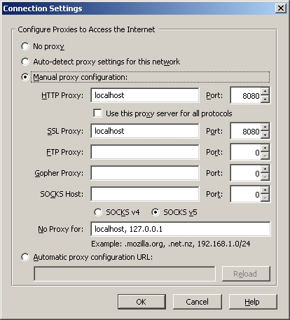 Configuring Firefox to proxy through Paros