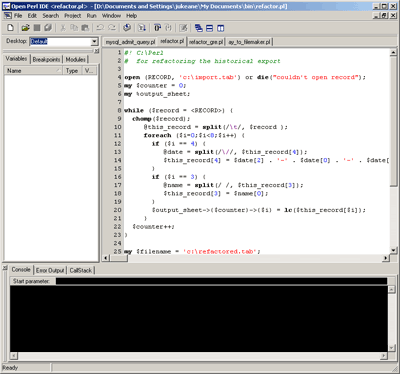 Screenshot of PerlIDE.