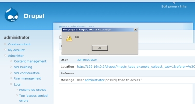 Drupal XSS attack in action
