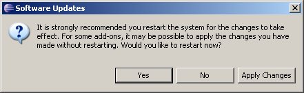 Prompt to restart Eclipse
