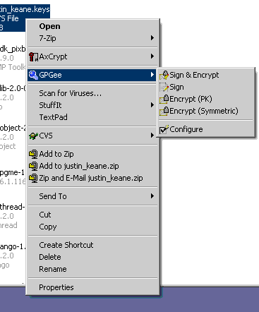 GPGee interface in Windows
