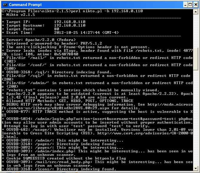 Image result for Nikto examples