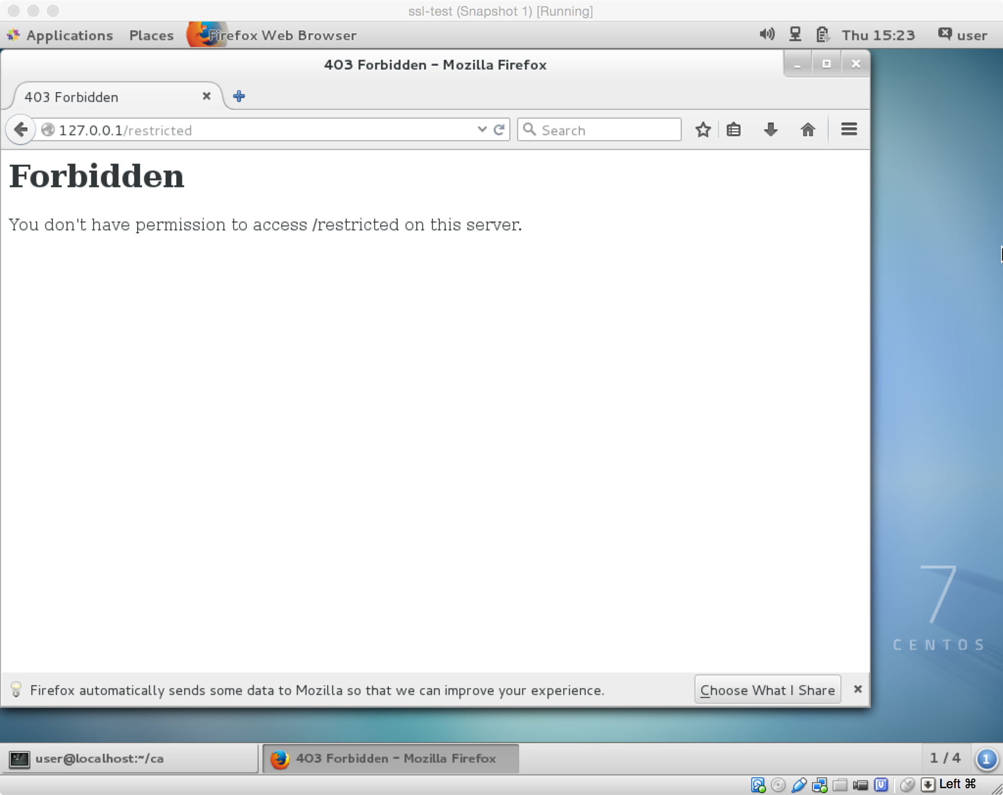 Forbidden due to client certificate restrictions