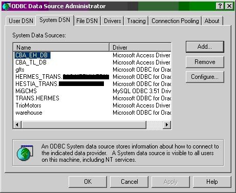 ODBC Data Source Administrator