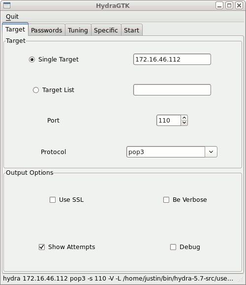 xHydra GUI Interface